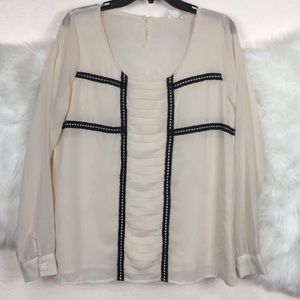 White and black trimming blouse